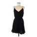 Express Casual Dress - Mini Plunge Sleeveless: Black Print Dresses - Women's Size Medium