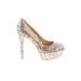 Jessica Simpson Heels: Pumps Platform Feminine Purple Print Shoes - Women's Size 8 1/2 - Round Toe