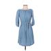 Splendid Casual Dress - Mini High Neck 3/4 sleeves: Blue Print Dresses - Women's Size Small