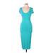 See You Monday Casual Dress - Midi: Teal Solid Dresses - Women's Size Large