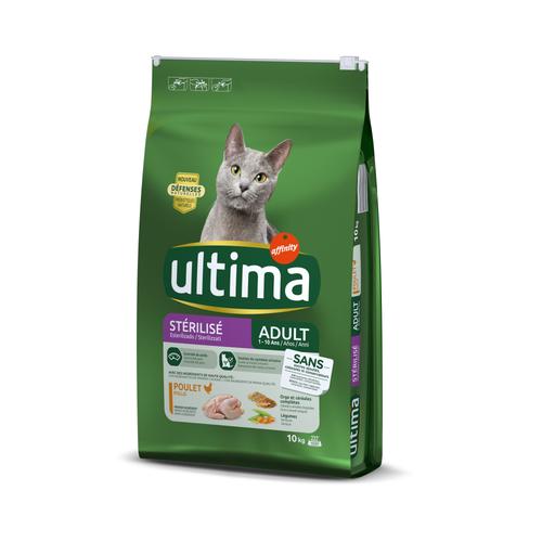 10kg Sterilized Huhn & Gerste Ultima Cat Katzenfutter trocken - 2 kg gratis!