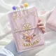 Cute Pink Sakura Anime Loose-leaf Diary Notebook Colorful Pages Spiral 6 Holes Binder Notebook