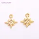 14K Gold Plated Mini North Star Pendants For Earring Making Brass Metal Inlaid Zircon Star Charms