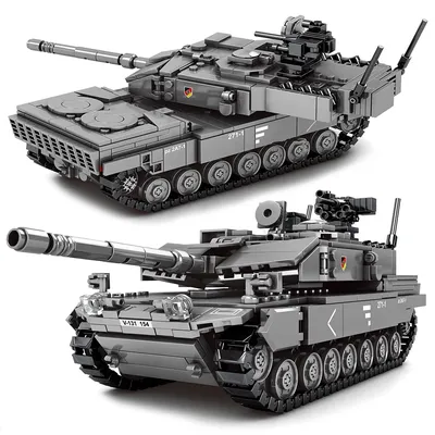 Militär WW2 MBT Armee Kampfpanzer Challenger Leopard 2A7 + Soldaten Figuren Bausteine Set Für Kinder Kinder Spielzeug Geschenke Image