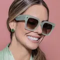 Square Women Sunglasses Trendy Designer Green Oversized Rivet Sunglasses for Women Fashion Gradient