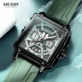 Megir quadratisches Zifferblatt Quarzuhr für Männer Mode Militär Sport Chronograph Armbanduhr mit