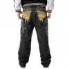 Nanaco Herren-Jeans, locker, weites Bein, modische Stickerei, Skateboarder, Hip-Hop, Baggy-Denim-Hose, große Größe 30–46