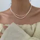 Minar Dainty Multiple Freshwater Pearl Beaded Necklaces Gold Plated Copper Gold Chain Choker For