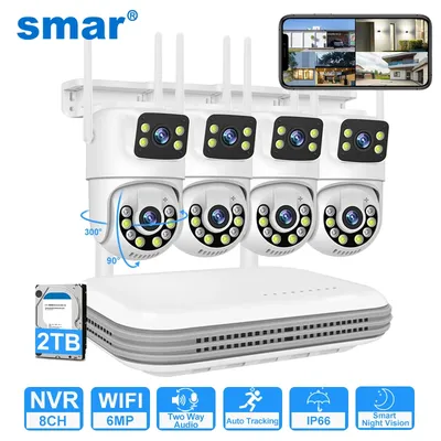 Smar Wireless CCTV System WiFi Kamera Kit 6MP IP Kameras mit Dual Objektiv Sicherheit Audio 8CH NVR Video Überwachung Set ICse