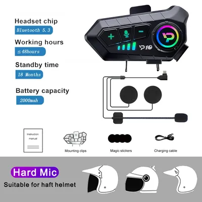 Motorrad Helm Headset Bluetooth 5,3 Wireless Moto Kopfhörer Wasserdichte Freisprecheinrichtung Super Lange Standby-Kopfhörer Image