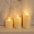 USB Rechargeable Remote controlled Flickering Dancing Wick Pillar Candle Paraffin Wax LED Glass