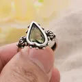 Romantische Liebe Herz glänzenden Kristall Retro Thai Silber weiblichen Ring vorschlagen Schmuck