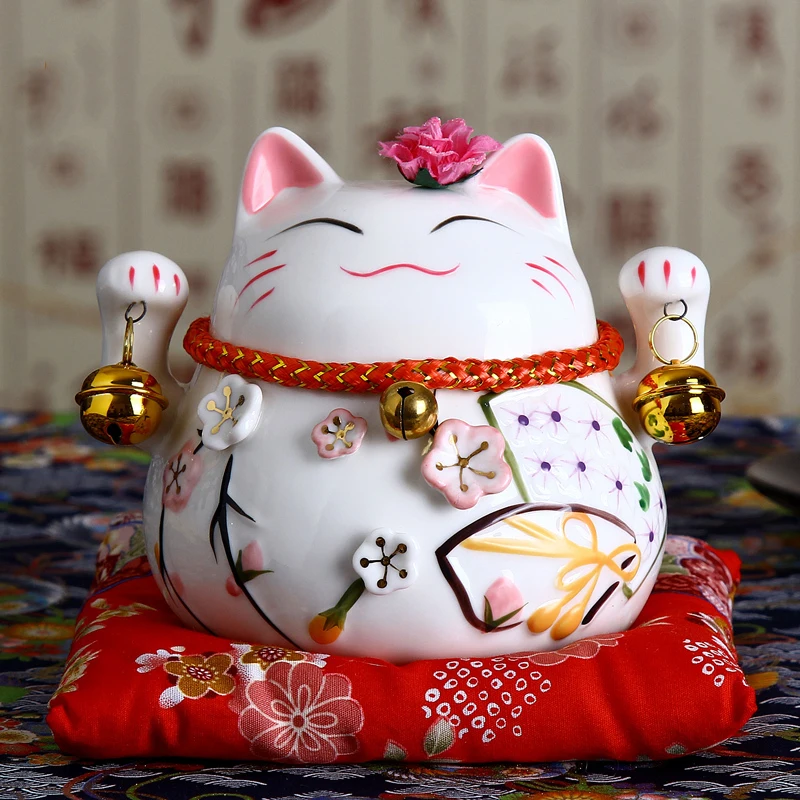 4,5 Zoll japanische Keramik glückliche Katze Maneki Neko Home Dekoration Ornamente Geschäfts geschenke Glück Katze Spar büchse Feng Shui Handwerk Image