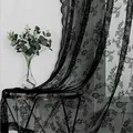 Window Drape Attractive Dustproof Long Lasting Floral Patterned Black Lace Sheer Curtain Home