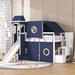 Wooden Twin Size Loft Bed with Tent and Tower