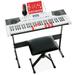 Best Choice Products 61-Key Beginners Complete Electronic Keyboard Piano Set w/ LCD Screen Lighted Keys - White