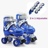 Otufan 2 in 1 Roller Skates Adjustable Kids Roller Skates Child s Inline Skates and Classial Quad for Beginner Boys and Girls Aged 3 to 10 Years Blueï¼Œ XS