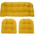 Indoor Outdoor 3 Piece Tufted Wicker Settee Cushions 1 Loveseat 2 U-Shape Weather Resistant ~ Choose Color (Yellow 2-21 X21 1-44 X22 )