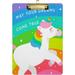 Hyjoy Cute Unicorn Rainbow Clipboard Star Animal Acrylic A4 Letter Size Clipboards Writing Pads for Students Teacher Low Profile Clip Standard Size 12.5 x 9 Sliver