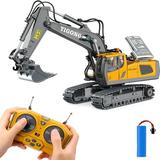 Remote Control Excavator Toys for Kids 11 Channel 1:20 Scale 2.4Ghz Construction Vehicles with Metal Shovel Lights Sounds RC Excavator Gifts for Boys Girls