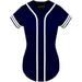 DIGITMON Women s Baseball Softball Jersey Button Down Two-Stripe Sleeve Shirts Uniform NAVYWHITE X-Large