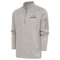 Men's Antigua Oatmeal Kevin Harvick Fortune Quarter-Zip Pullover Jacket