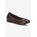 Wide Width Women's Trista Flat by Easy Street in Brown Leather Patent (Size 7 1/2 W)