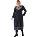 Plus Size Women's Embroidered Bib Dress by Soft Focus in Black Medallion Embroidery (Size 18 W)