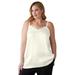 Plus Size Women's Satin Lace Tank by Soft Focus in Ivory (Size 18 W)