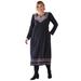 Plus Size Women's Embroidered Bib Dress by Soft Focus in Black Medallion Embroidery (Size 16 W)