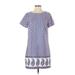 J.Crew Factory Store Casual Dress - Shift Crew Neck Short sleeves: Blue Dresses - Women's Size 2
