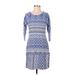 Vineyard Vines Casual Dress - Sheath Scoop Neck 3/4 sleeves: Blue Color Block Dresses - Women's Size Small