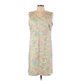 O Oscar De La Renta Casual Dress - Shift V Neck Sleeveless: Tan Floral Dresses - Women's Size 14 Petite