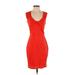 Robert Rodriguez Casual Dress - Sheath V-Neck Sleeveless: Red Print Dresses - Women's Size 4