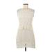 Trafaluc by Zara Casual Dress - Mini Crew Neck Sleeveless: Ivory Dresses - Women's Size Medium