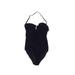 Calvin Klein One Piece Swimsuit: Black Solid Swimwear - Women's Size 10