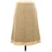 DKNY Casual A-Line Skirt Knee Length: Tan Color Block Bottoms - Women's Size 2