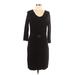 Calvin Klein Casual Dress - Sheath Scoop Neck 3/4 sleeves: Black Print Dresses - Women's Size Large