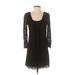 Diane von Furstenberg Casual Dress - A-Line Scoop Neck 3/4 sleeves: Black Print Dresses - Women's Size 4