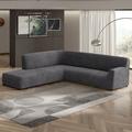 PAULATO by GA.I.CO. Microfibra Collection Left Open End Sectional Sofa Cover w/ Ottoman - Easy To Clean & Durable | Wayfair microfibraCOL-dgrey63