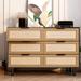 Bay Isle Home™ Adante 43.31" Rattan Sideboard, Livingroom Storage Chest Rattan Dresser Wood in Black/Brown | 29.49 H x 43.31 W x 15.79 D in | Wayfair