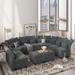 Gray Reclining Sectional - Latitude Run® 10 - Piece Upholstered Reclining Sectional Chenille | 35.8 H x 156.6 W x 103.9 D in | Wayfair