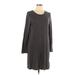 MICHAEL Michael Kors Casual Dress - Mini Scoop Neck Long sleeves: Gray Solid Dresses - Women's Size Large