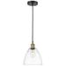 Edison Dome 9" Wide Black Brass Corded Mini Pendant w/ Clear Shade