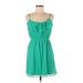 Paper Dolls Casual Dress - Mini Scoop Neck Sleeveless: Green Solid Dresses - Women's Size Medium