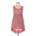 Lux Casual Dress - A-Line Scoop Neck Sleeveless: Red Chevron/Herringbone Dresses - Women's Size Medium