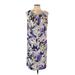 DressBarn Casual Dress - Shift Scoop Neck Sleeveless: Purple Floral Dresses - Women's Size 12