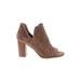 Fergalicious Heels: Slip-on Chunky Heel Boho Chic Brown Print Shoes - Women's Size 9 - Peep Toe