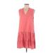 Nine West Casual Dress - Mini V-Neck Sleeveless: Pink Print Dresses - Women's Size Medium
