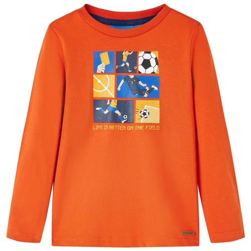 vidaXL Kinder-Langarmshirt mit Fußballspiel-Aufdruck Orange 92